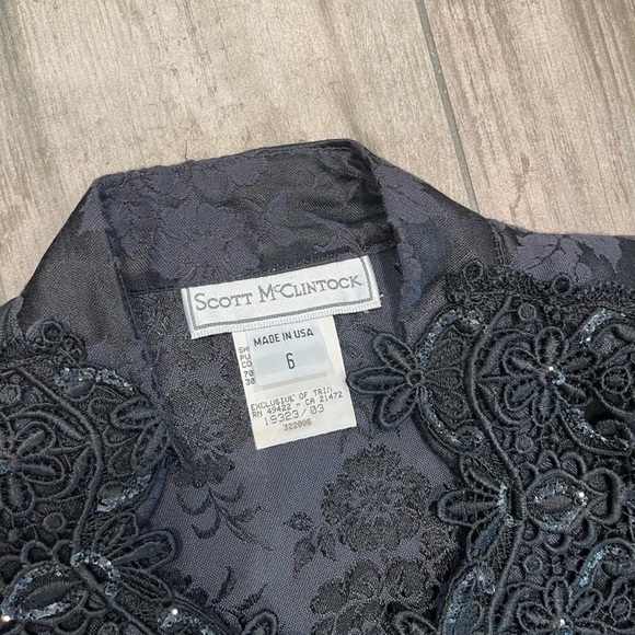 scott mcclintock Brocade Jeweled Beaded -2 Piece Dress & Bolero Jacket Vintage - Picture 5 of 16